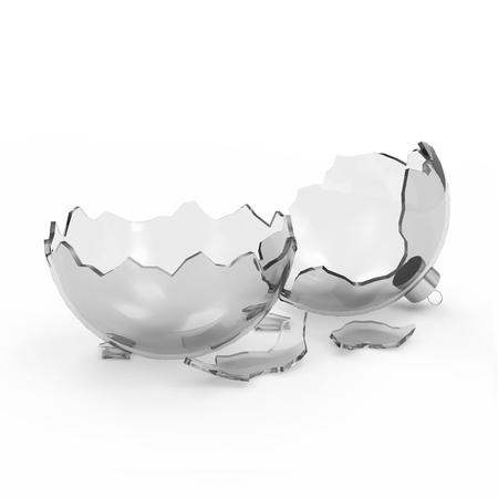 Broken Glass Christmas Ball isolated on white backgroundの写真素材