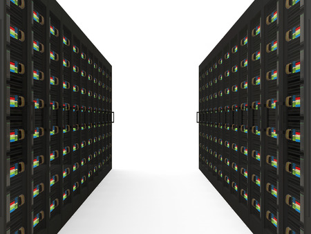 Group of Modern Server Rack isolated on white backgroundの写真素材