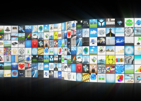 Abstract Multimedia Background with Glowing Raysの写真素材