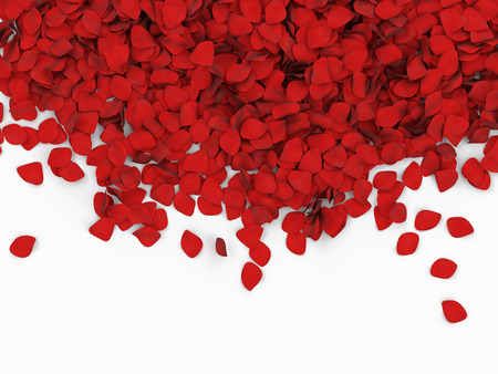 Heap of Red Rose Petals isolated on white background with place for Your textの写真素材
