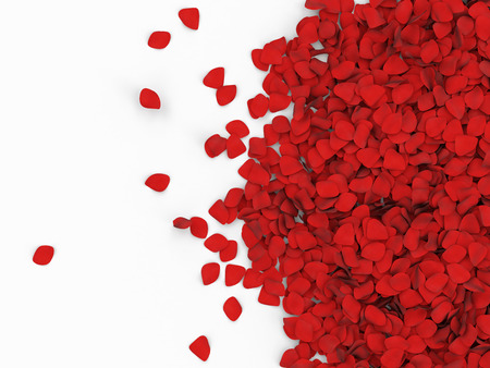 Heap of Red Rose Petals isolated on white background with place for Your textの写真素材