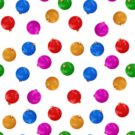 Seamless Pattern of Colorful Christmas Ballsの写真素材