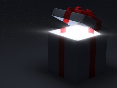 Opened Gift Box with Glowing Raysの写真素材