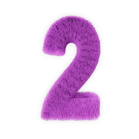 Pink Furry Numbers isolated on a white background  Number 2 の写真素材