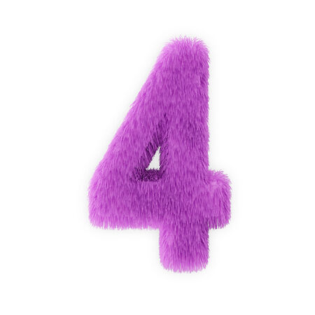 Pink Furry Numbers isolated on a white background  Number 4 の写真素材