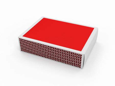 Red Matchbox isolated on white backgroundの写真素材
