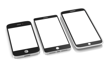 Blank Touchscreen Smart Phones isolated on white backgroundの写真素材