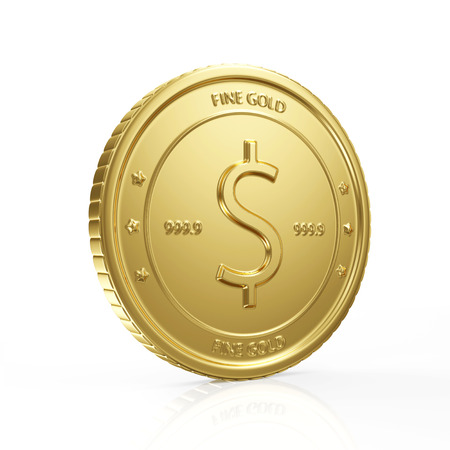 Golden Coin Isolated on white backgroundの写真素材