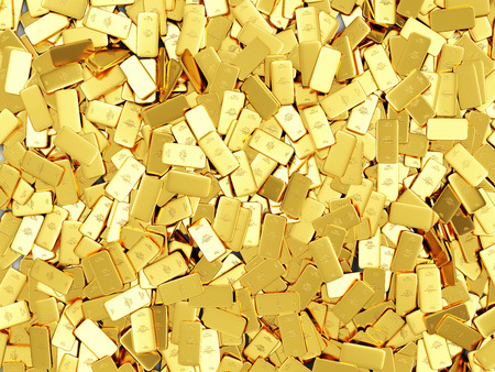 Heap of Flat Golden Bars Abstract Background