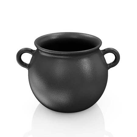 Empty Iron Pot isolated on white backgroundの写真素材