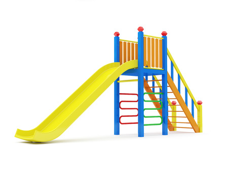 Colorful Children Slide isolated on white backgroundの写真素材