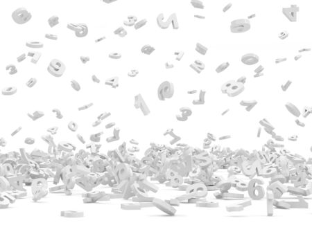 Falling Numbers isolated on white background. Education Conceptの写真素材