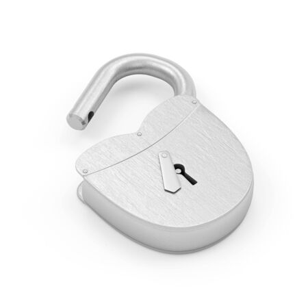 Heavy Old Iron Padlock isolated on white backgroundの写真素材