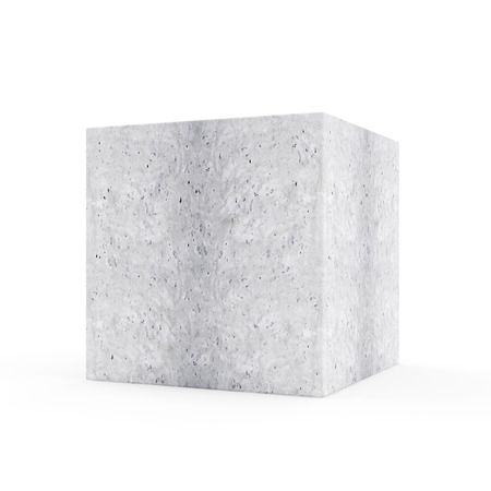 Concrete Cube isolated on white backgroundの写真素材