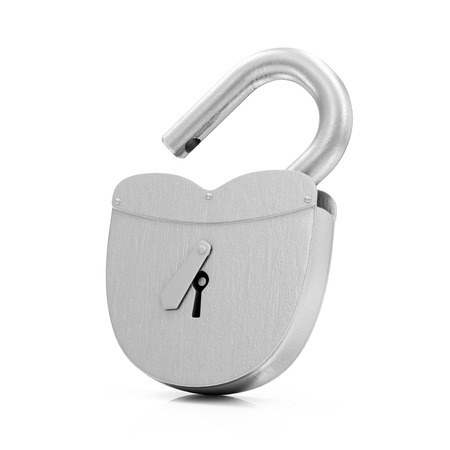 Heavy Old Iron Padlock isolated on white backgroundの写真素材