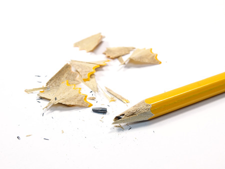 Sharpened Pencil with a Broken Tip on a white backgroundの写真素材