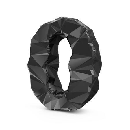 Abstract Black Fractal Geometric Polygonal or Lowpoly Style Numbers isolated on white background Number 0の写真素材