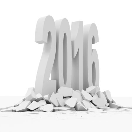 Abstract Illustration of New Year 2016 Symbol Breaking Through from Ground isolated on white
