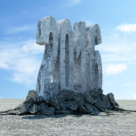 Abstract Illustration of New Year 2016 Symbol Breaking Through from Groundの写真素材