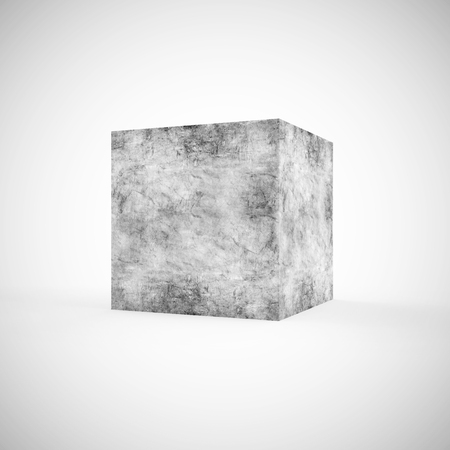 Dirty Concrete Cube on gradient background. 3D Renderingの写真素材