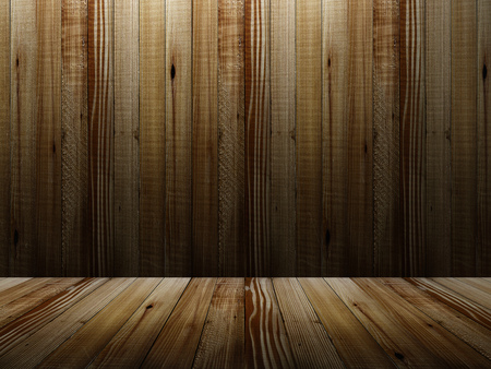 Dark Empty Grunge Wooden Room Interior. 3D Renderingの写真素材