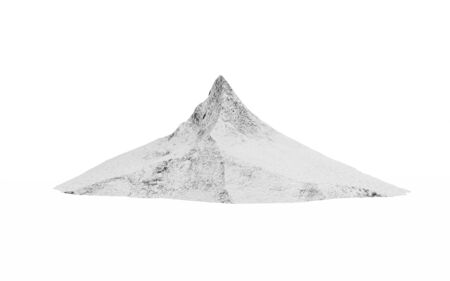 Snow Covered Mountain Peak isolated on white background. 3D Renderingの写真素材