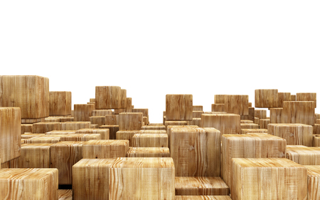 Abstract Background made from Wooden Cubes with place for Your text. 3D Renderingの写真素材