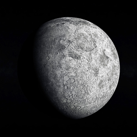 Close-up View of the Moon in Black Space. Elements of this image furnished by NASA. 3D Renderingの写真素材
