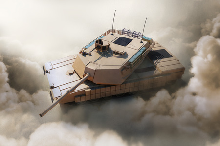 Heavy Military Tank in Desert. 3D Rendering