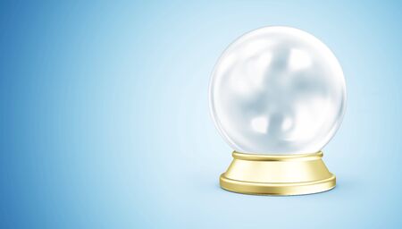 Empty Blue Crystal Ball with Golden Stand on gradient background with place for Your Text. 3D Renderingの写真素材