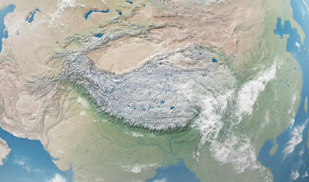 Close-up Detailed View on Tibetan Plateau from Space.の写真素材