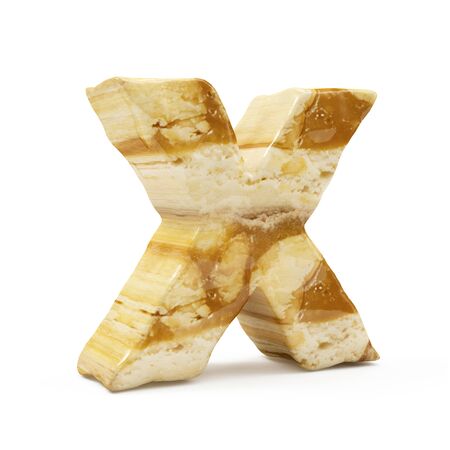 Caramel Peanut Alphabet isolated on white (Letter X). 3D Renderingの写真素材