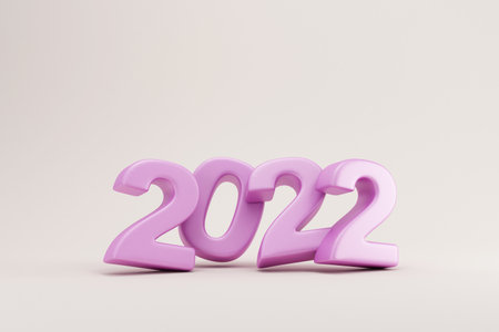 Purple 2022 New Year Symbol on light studio backgroundの写真素材