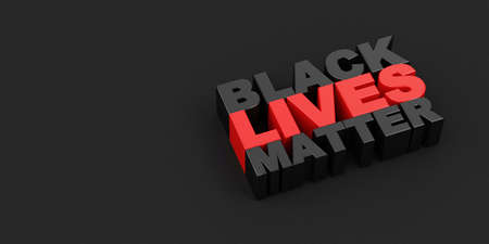 Black Lives Matter - Red 3D Render Illustration on Black Backgroundの写真素材