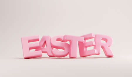 Easter pink 3D text on white background. 3d renderingの写真素材