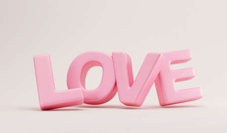 3d rendering pink love word on white background with copy space.の写真素材