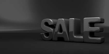 Black sale text on black background. 3d rendering, 3d illustration.の写真素材