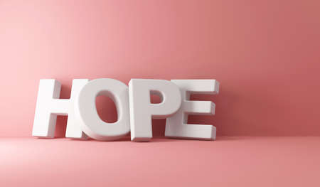 HOPE white 3D text on pink background. 3D renderingの写真素材