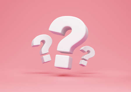 Question mark and white question marks on pink background. 3d renderingの写真素材