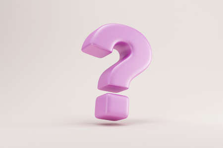 Pink question mark on white background. 3d rendering, 3d illustration.の写真素材