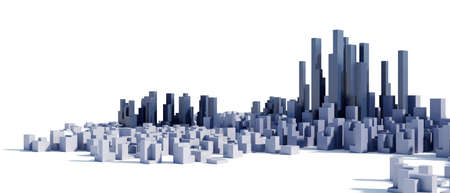 3d rendering of a city with skyscrapers on a white backgroundの写真素材