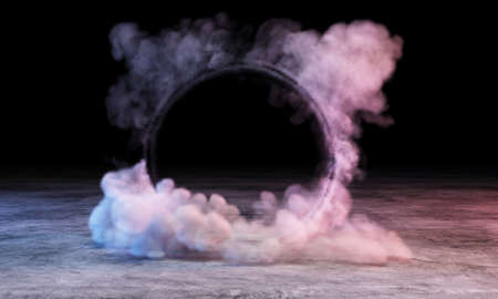 3d rendering of smoke clouds on a dark background. Abstract smoke cloud background.の写真素材