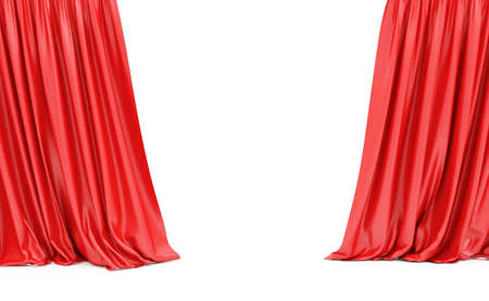 Open Red Curtains at the Stage Performance isolated on white background. 3D Renderingの写真素材