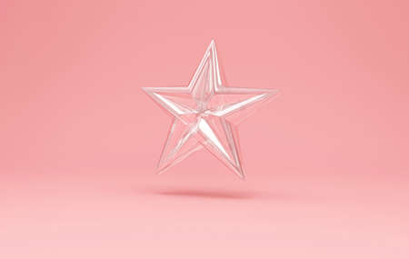 3d rendering of a silver star on a pink background. 3d illustration.の写真素材