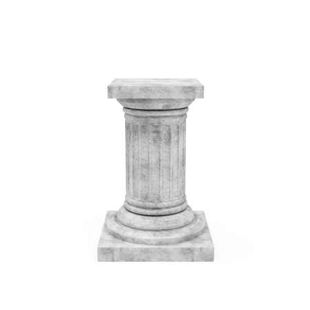 3d rendering of an ancient marble column isolated on white background.の写真素材