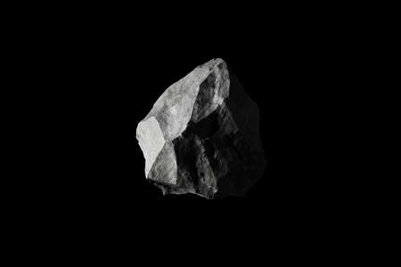 3D rendering of a white stone isolated on a black background.の写真素材