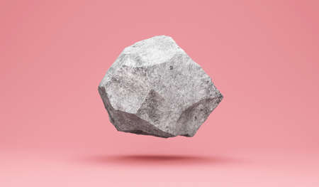 3d rendering of a stone isolated on a pink background. High quality photoの写真素材
