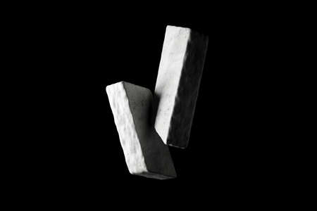 3d rendering of an abstract stone font on a black background.の写真素材