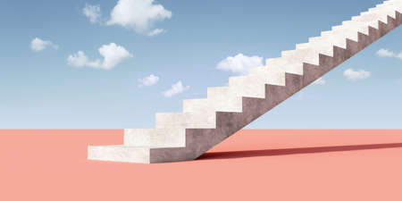 Concrete stairs with blue sky background. 3D rendering and illustration.の写真素材