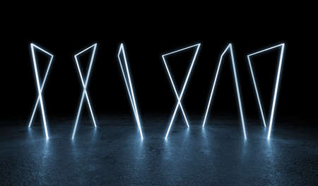 Neon lines on a dark background. 3d rendering, 3d illustration.の写真素材